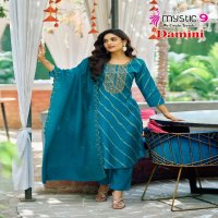 Mystic 9 Damini Vol-1 Wholesale Roman Silk Modal Lehriya Print Straight Cut Catalog