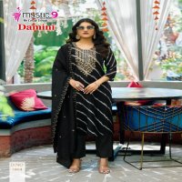 Mystic 9 Damini Vol-1 Wholesale Roman Silk Modal Lehriya Print Straight Cut Catalog
