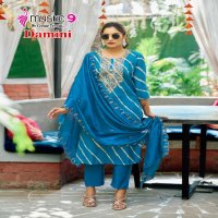 Mystic 9 Damini Vol-1 Wholesale Roman Silk Modal Lehriya Print Straight Cut Catalog
