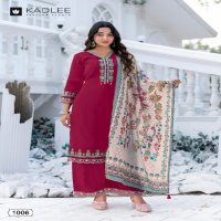 Kadlee Evergreen Wholesale Viscose Silk Top With Pant And Dupatta