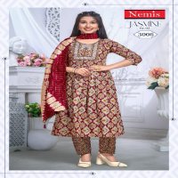 nemis jasmine vol 3 capsule foil print readymade modern kids 3pcs indian combo dress