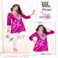 Blue Hills Claire Wholesale Reyon Print With Embroidery Work Short Tops