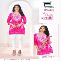 Blue Hills Claire Wholesale Reyon Print With Embroidery Work Short Tops