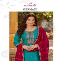 Aanchi Germany Wholesale Vichitra Silk 3 Piece Set Straight Concept Suits