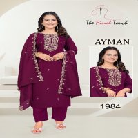 The Final Touch Ayman Wholesale Roman With Embroidery Kurti With Pant And Dupatta