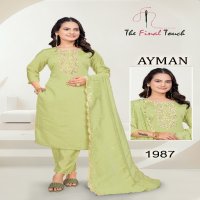 The Final Touch Ayman Wholesale Roman With Embroidery Kurti With Pant And Dupatta