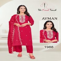 The Final Touch Ayman Wholesale Roman With Embroidery Kurti With Pant And Dupatta
