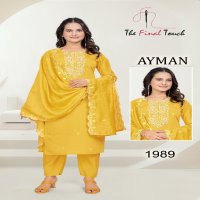 The Final Touch Ayman Wholesale Roman With Embroidery Kurti With Pant And Dupatta