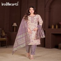 Indikurti Payal Wholesale Vertican Print With Work Top With Pant And Dupatta Combo