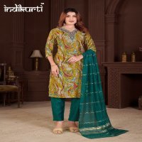 Indikurti Payal Wholesale Vertican Print With Work Top With Pant And Dupatta Combo