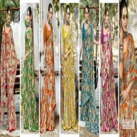 Vallabhi Mihika Wholesale Moss Georgette Floral Print Indian Sarees