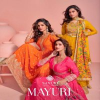 sayuri designer mayuri chinon silk readymade exclusive gown set exports