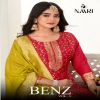 Naari Benz Vol-5 Wholesale Pure Muslin Jacquard Dress Material