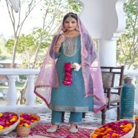 sargam by aanchi roman shimmer fully stitch elegant style 3pcs dress