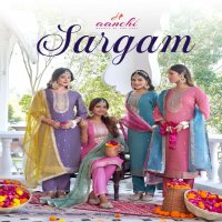 sargam by aanchi roman shimmer fully stitch elegant style 3pcs dress