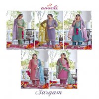 sargam by aanchi roman shimmer fully stitch elegant style 3pcs dress