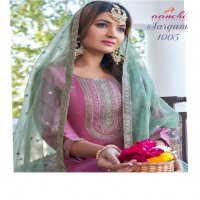 sargam by aanchi roman shimmer fully stitch elegant style 3pcs dress