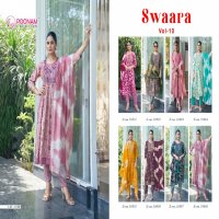 swaara vol 10 by poonam creation capsule foil fullstitch attractive 3pcs dress