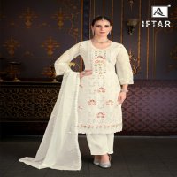 Alok Iftar Wholesale Heavy Organza Fancy Embroidery Work Dress Material