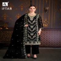 Alok Iftar Wholesale Heavy Organza Fancy Embroidery Work Dress Material
