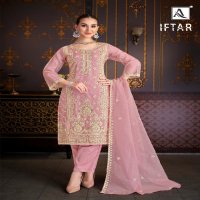 Alok Iftar Wholesale Heavy Organza Fancy Embroidery Work Dress Material