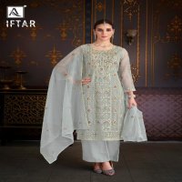 Alok Iftar Wholesale Heavy Organza Fancy Embroidery Work Dress Material