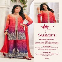 Radha Trendz Sundri Wholesale Chinon With Embroidery Work Free Size Stitched Suits