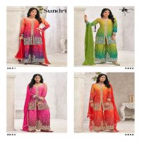 Radha Trendz Sundri Wholesale Chinon With Embroidery Work Free Size Stitched Suits