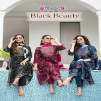 Mystic 9 Black Beauty Vol-4 Wholesale Nyra Stitched Kurtis With Pant And Dupatta