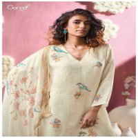 Ganga Ellyra S3375 Wholesale Pure Linen With Embroidery Work Salwar Suits
