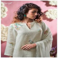 Ganga Ellyra S3375 Wholesale Pure Linen With Embroidery Work Salwar Suits