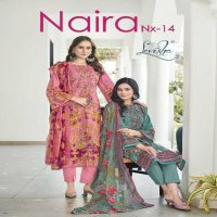 Levisha Naira Nx Vol-14 Wholesale Cambric Cotton With Self Embroidery Dress Material