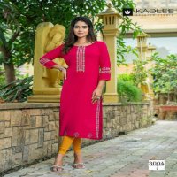 Kadlee Chanchal Wholesale Heavy Reyon Embroidery Long Kurtis Catalog
