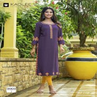 Kadlee Chanchal Wholesale Heavy Reyon Embroidery Long Kurtis Catalog