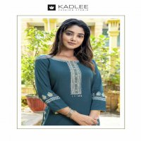 Kadlee Chanchal Wholesale Heavy Reyon Embroidery Long Kurtis Catalog