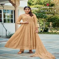 SEHZADI VOL 2 BY RANGOON GEORGATE FANCY EMBROIDERY ANARKALI STYLE FULL STITCH 3PCS DRESS