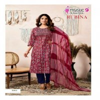 Mystic 9 Rubina Vol-8 Wholesale Straight Cut Kurti With Pant And Dupatta