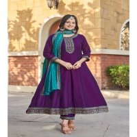 Aanchi Kasturi Wholesale Vichitra Silk 3 Piece Set Flair Concept Suits
