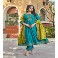 Aanchi Kasturi Wholesale Vichitra Silk 3 Piece Set Flair Concept Suits