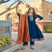 Aanchi Kasturi Wholesale Vichitra Silk 3 Piece Set Flair Concept Suits