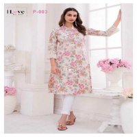 1love By S4U Pearl Wholesale Pure Cotton With Chikan Work Long Kurtis