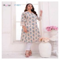 1love By S4U Pearl Wholesale Pure Cotton With Chikan Work Long Kurtis