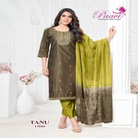 Paavi Tanu Wholesale Liva Silk With Lining Kurti With Pant And Dupatta