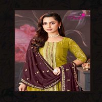 Paavi Simran Wholesale Vichitra With Sleeve Work Readymade Suits