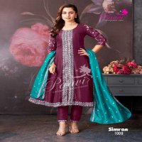 Paavi Simran Wholesale Vichitra With Sleeve Work Readymade Suits