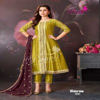 Paavi Simran Wholesale Vichitra With Sleeve Work Readymade Suits