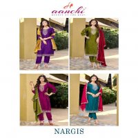 Aanchi Nargis Wholesale 3 Piece Set Straight Concept Readymade Suits