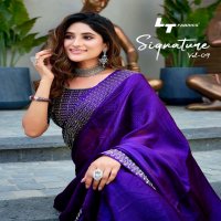 LT Fabrics signature vol 9 elegant style malai silk saree supplier