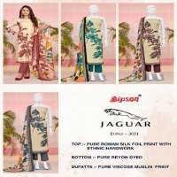 Bipson Jaguar D.no 3051 Wholesale Roman Silk With Ethnic Handwork Dress Material