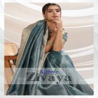 Sethnic Zivaya Wholesale Gold Infused Tissue Linen Party Wear Sarees
